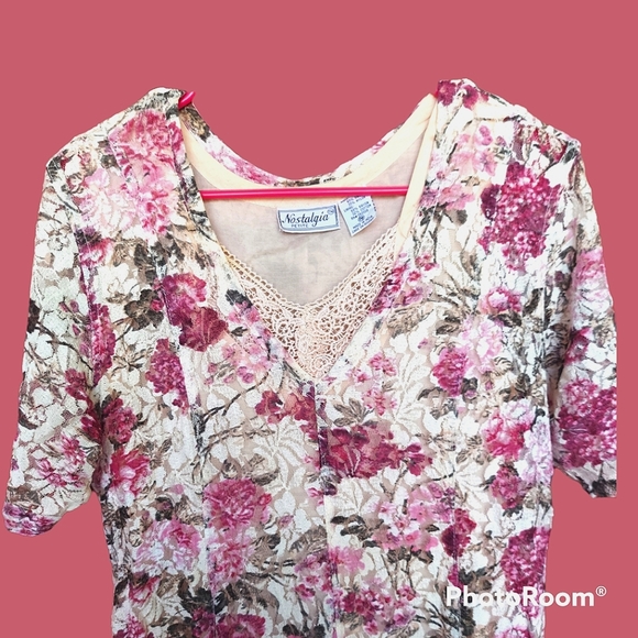 SOLD Vtg 90s lace rose botanical fairy dress - Picture 6 of 13